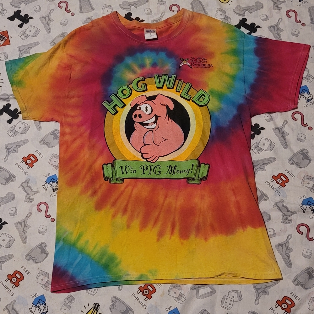 Vintage Jackson Rancheria Casino Hog Wild Tie Dye T Shirt